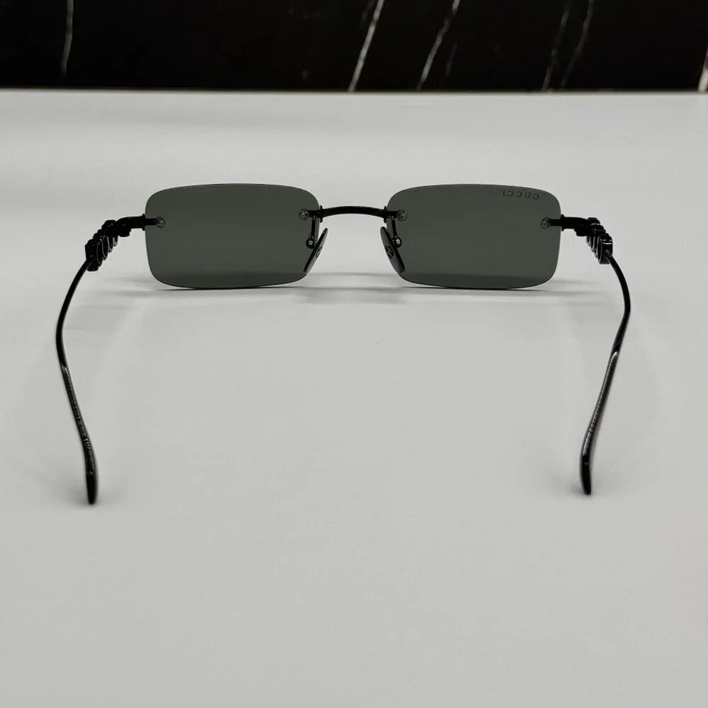 NEW GUCCI SUNGLASSES BLACK UNISEX RECTANGLE EYEWEAR GUCCI GG1808S 001